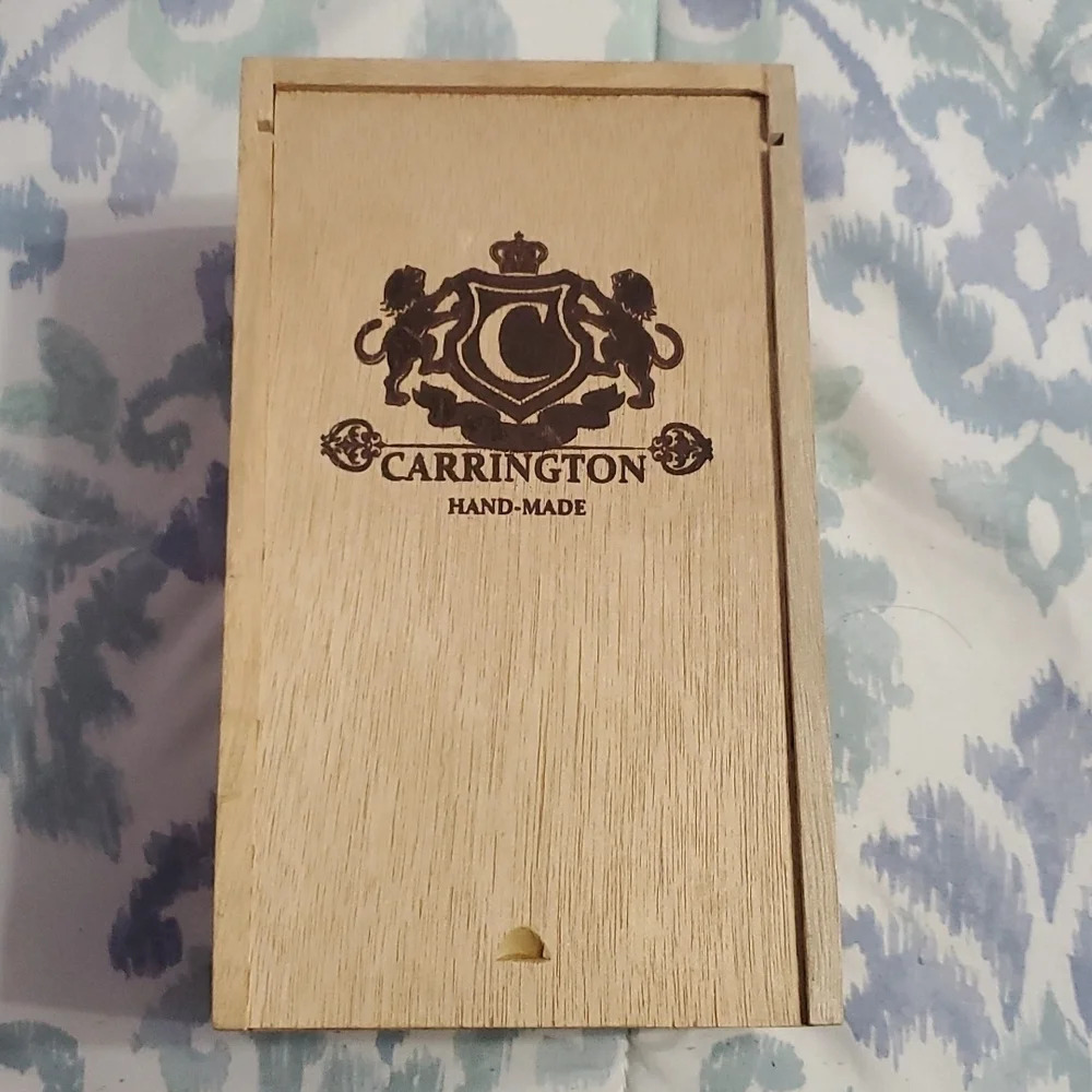 Carrington Hand Made Wooden Cigar Box Empty